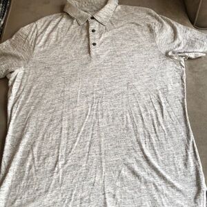 HAWKER RYE marled gray cotton polo SIZE L
